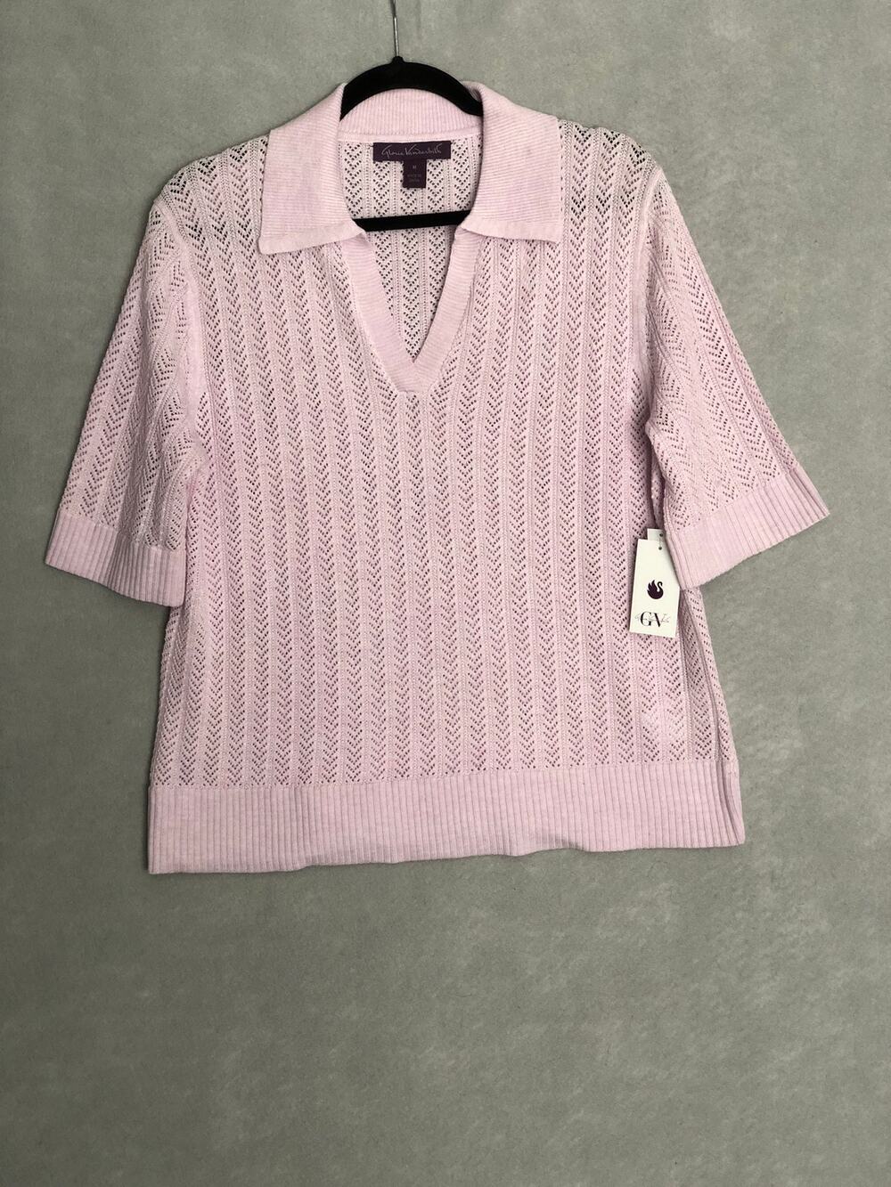 Gloria Vanderbilt Peggy Pointelle Knit Sweater Soft Peony Women's Small NEW